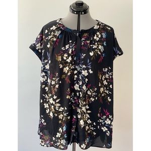 Sejour - black ombré floral print blouse - 3X